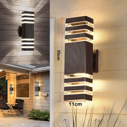 BowLift | LumiBloc LED outdoor wall light | Up & Down effect | E27 socket | IP65 waterproof | Modern design for garden & balcony