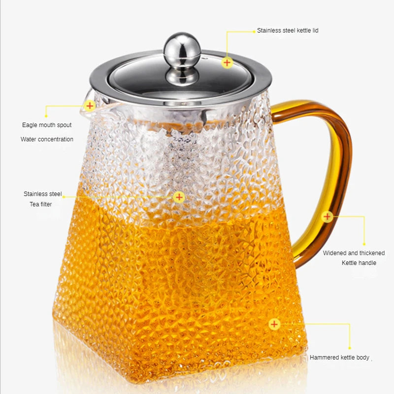 Hammer Glass Teapot with Stainless Steel Filter Heat Resistant Teapots | Skanto