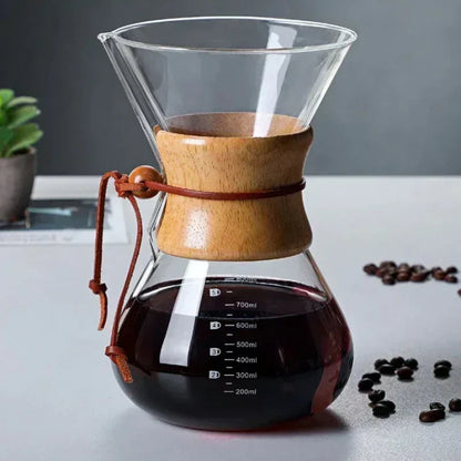 Hand glass coffee pot with stainless steel filter drip brew coffee | Karnz