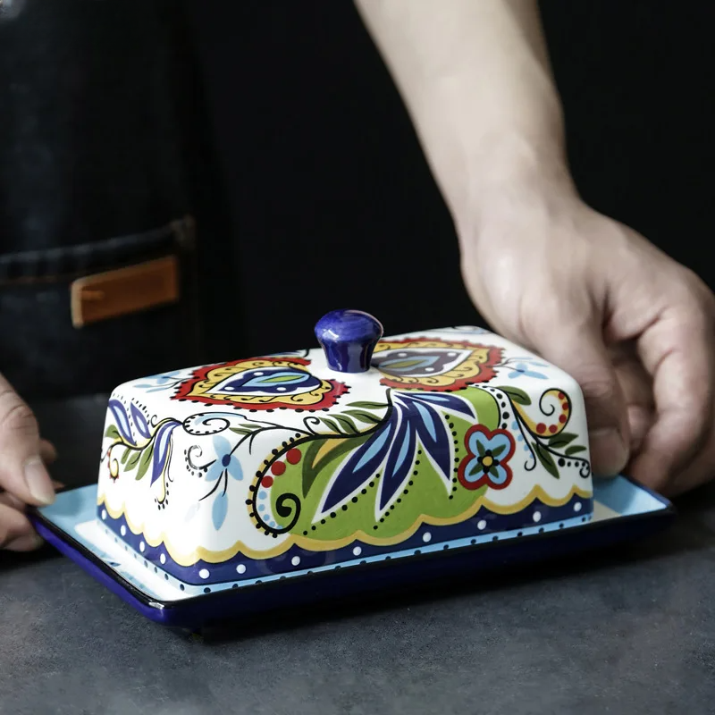 BowLift | Hand-painted Butter Dish in Tuscan Style - TuscanCharm
