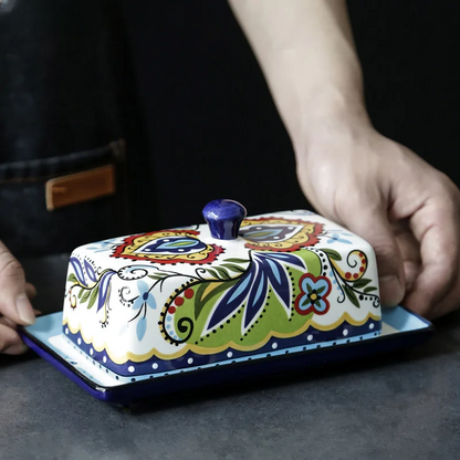 BowLift | Hand-painted Butter Dish in Tuscan Style - TuscanCharm