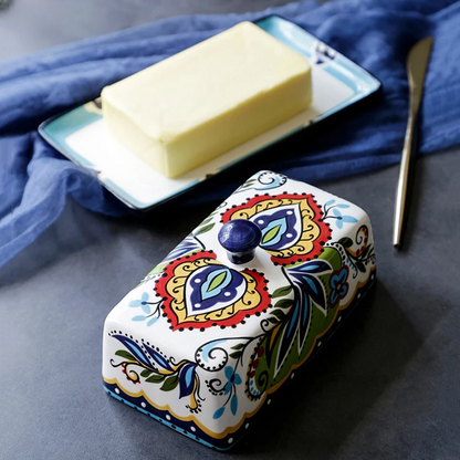 BowLift | Hand-painted Butter Dish in Tuscan Style - TuscanCharm