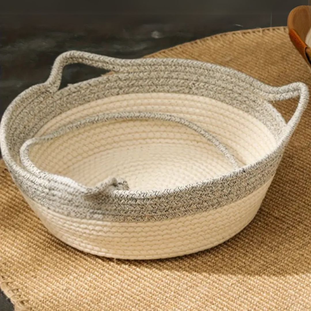 Handwoven Cotton Rope Bed for Cats - CozyNest Bowlift