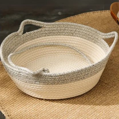 Handwoven Cotton Rope Bed for Cats - CozyNest Bowlift