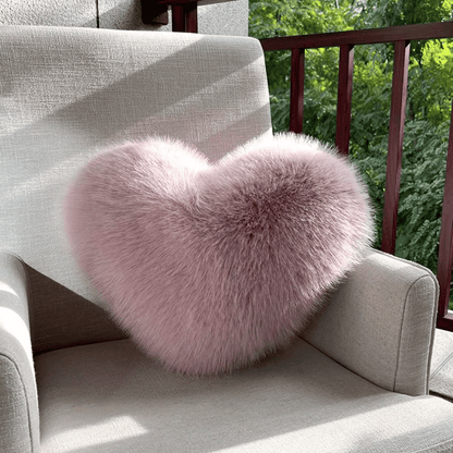 BowLift | HEARTLUX – Soft Faux Fur Heart Pillow for Modern Home Decor