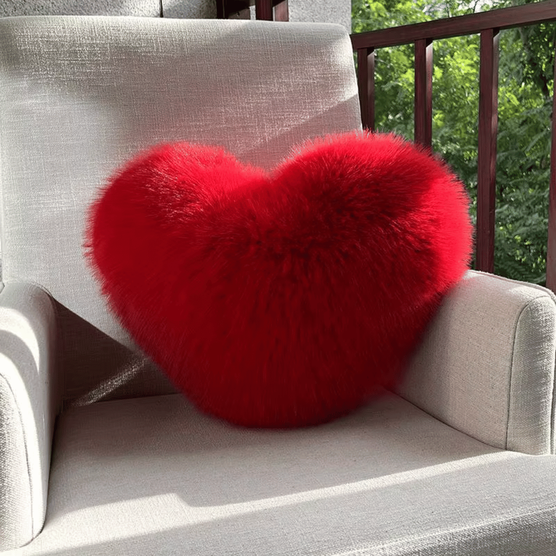 BowLift | HEARTLUX – Soft Faux Fur Heart Pillow for Modern Home Decor