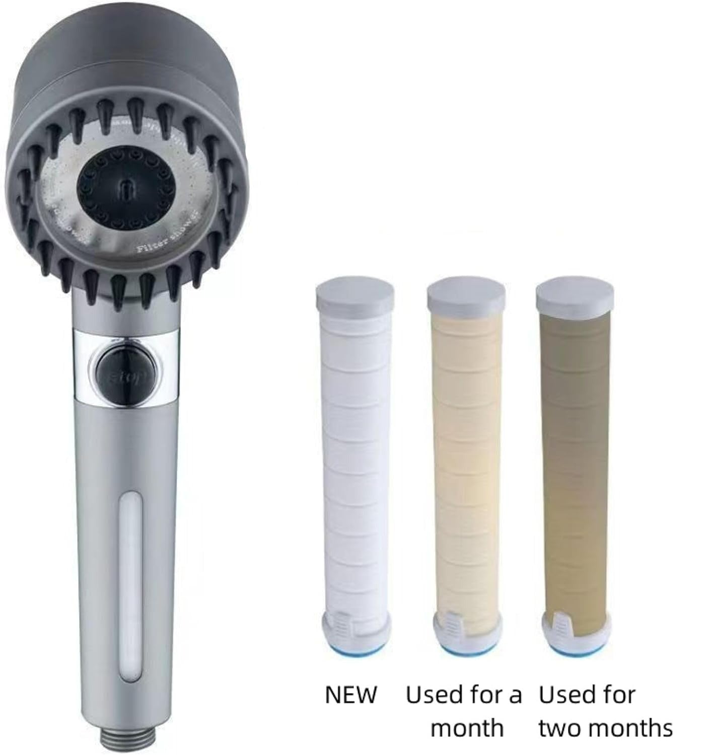 Skanto | High-Pressure Massage Shower Head - Handheld Shower with 3 Spray Modes and Filters