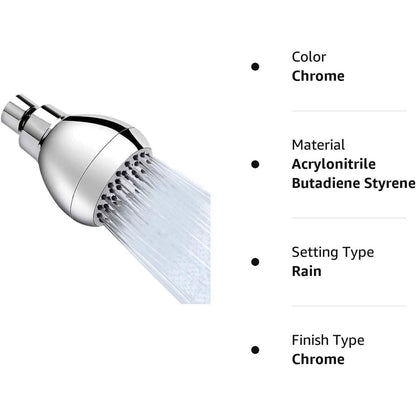 High-pressure 3-inch shower head, clog-proof and leak-proof, with adjustable brass ball joint