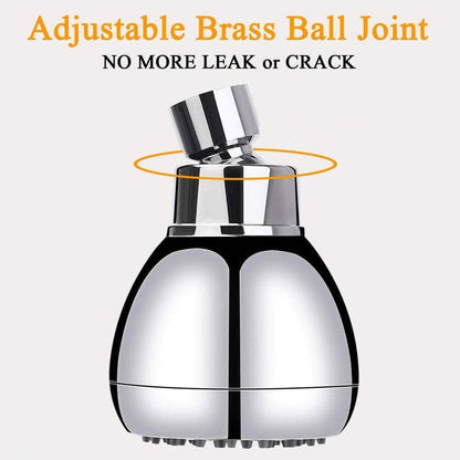 BowLift | High Pressure Showerhead 3" Anti-Clog Anti-Leak Fixed with Adjustable Swivel Ball Joint Made of Brass