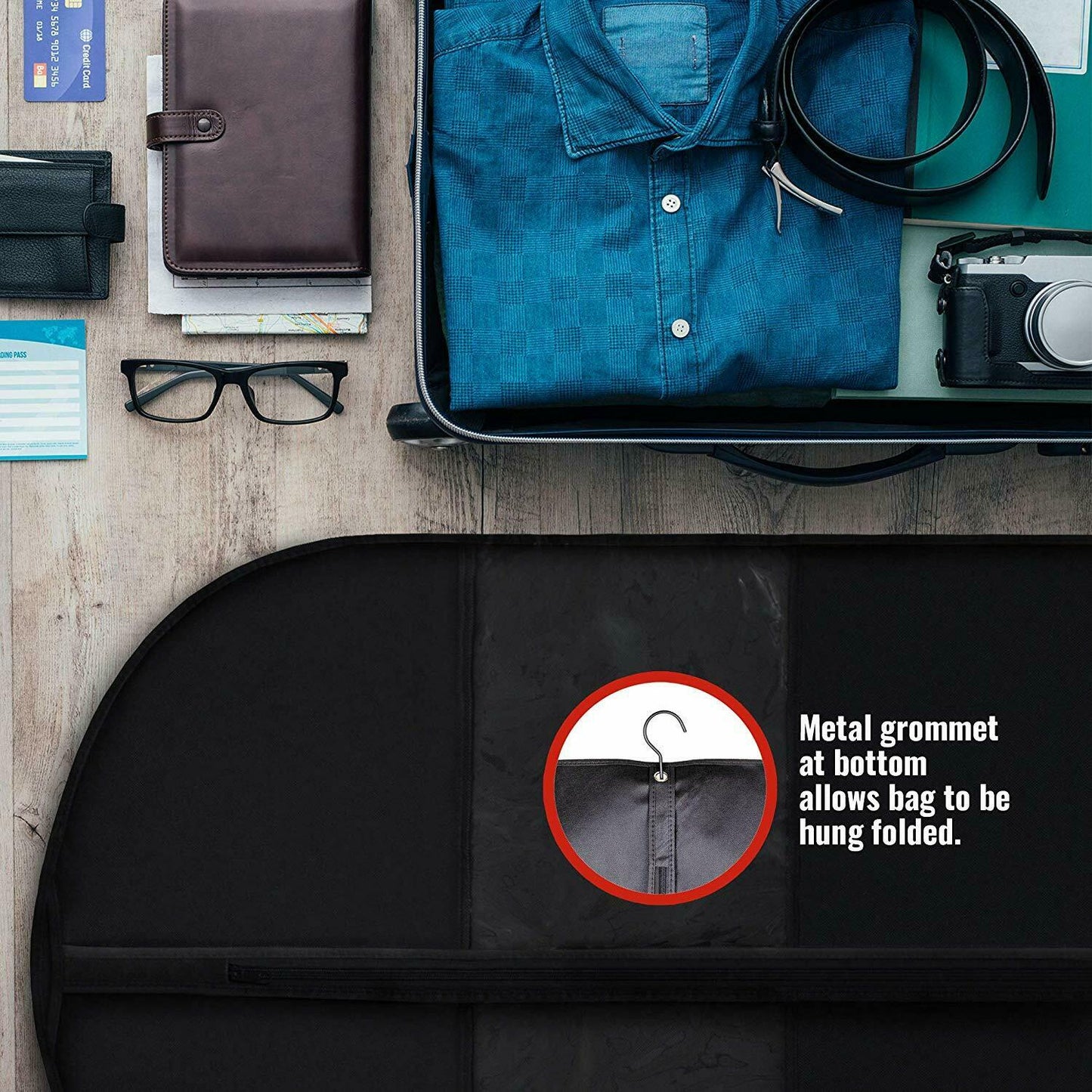 Skanto | 5 Premium Garment Bags - With Transparent Window, Water-Repellent - 40"/54" Inches