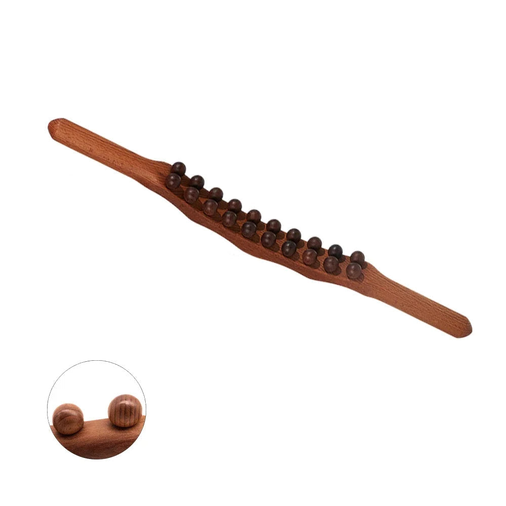 WoodRelax Gua Sha Massage Stick – 60 cm massage tool made of natural wood for deep muscle relaxation | Karnz