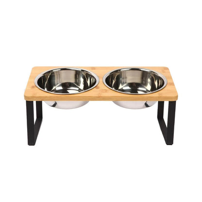 Elevated Dog Bowl – Bamboo Stand with Removable Stainless Steel Bowl | Skanto