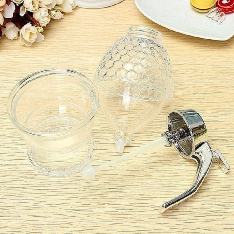 Drip-Free Honey Dispenser with Honeycomb Design – 200 ml Plastic | Skanto