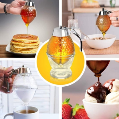 Drip-Free Honey Dispenser with Honeycomb Design – 200 ml Plastic | Skanto