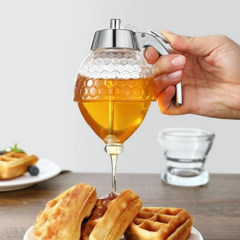 Drip-Free Honey Dispenser with Honeycomb Design – 200 ml Plastic | Skanto