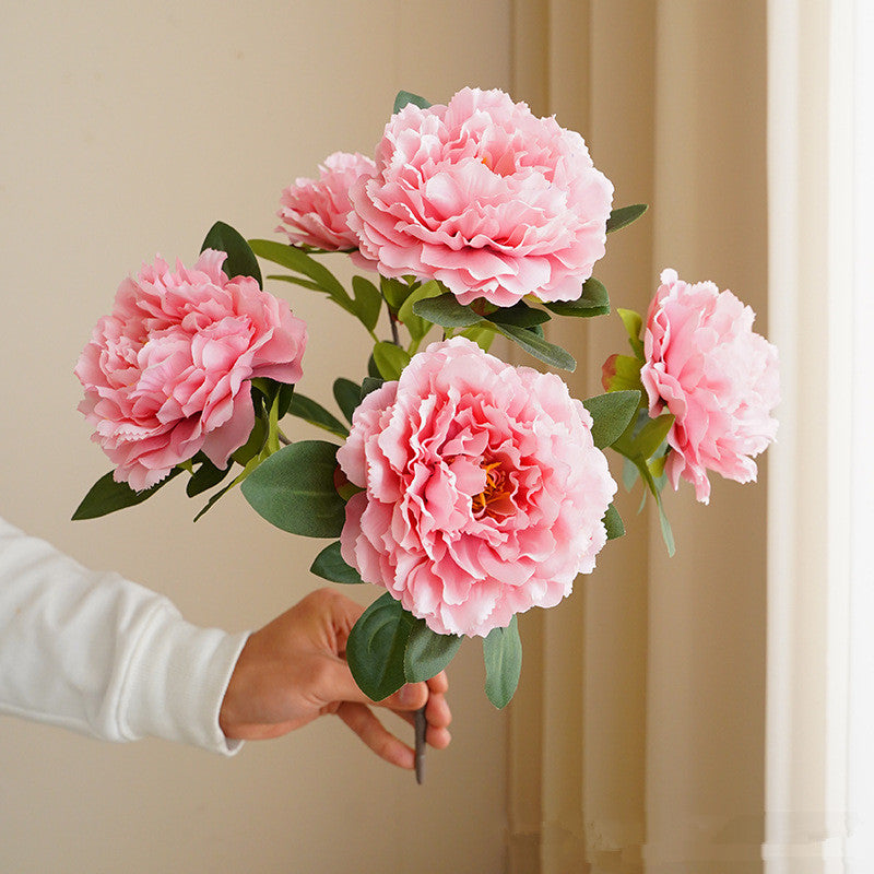 Artificial 5 large head peony flowers