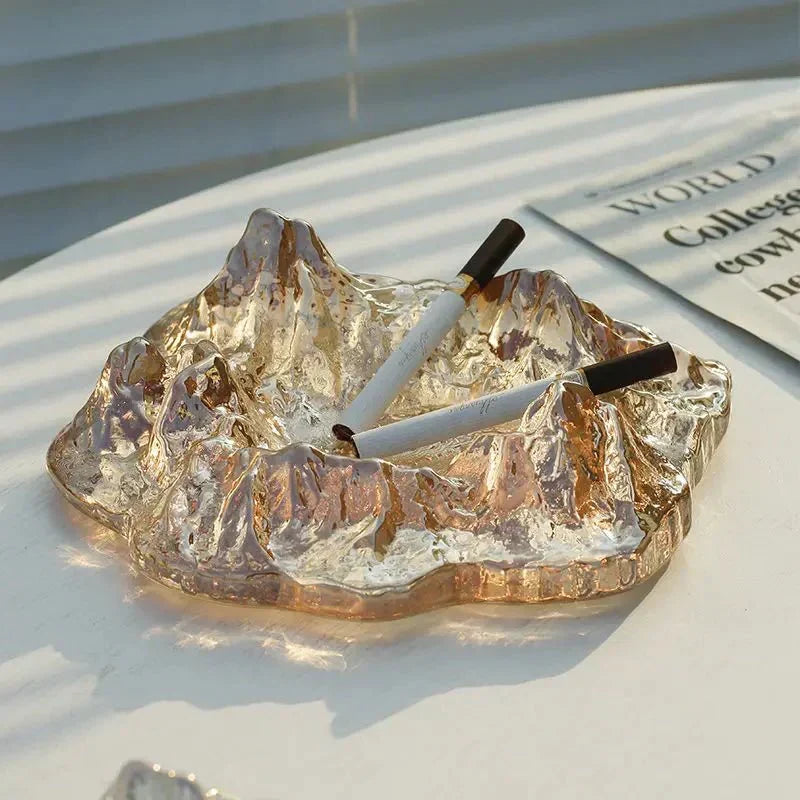 Ice-style mountain glass ashtray decoration