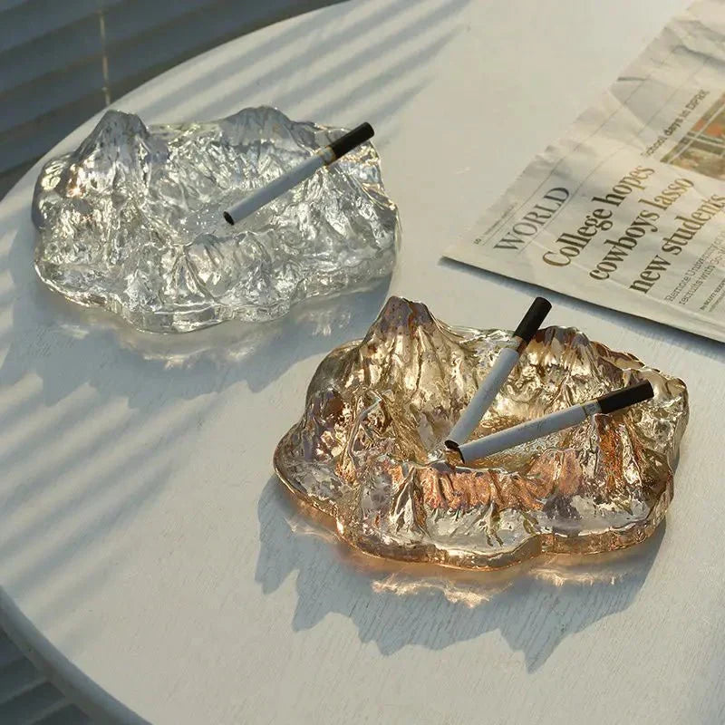 Ice-style mountain glass ashtray decoration