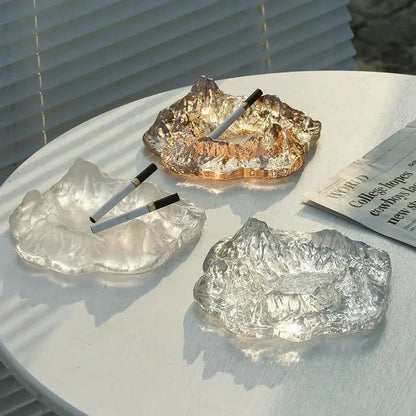 Ice-style mountain glass ashtray decoration