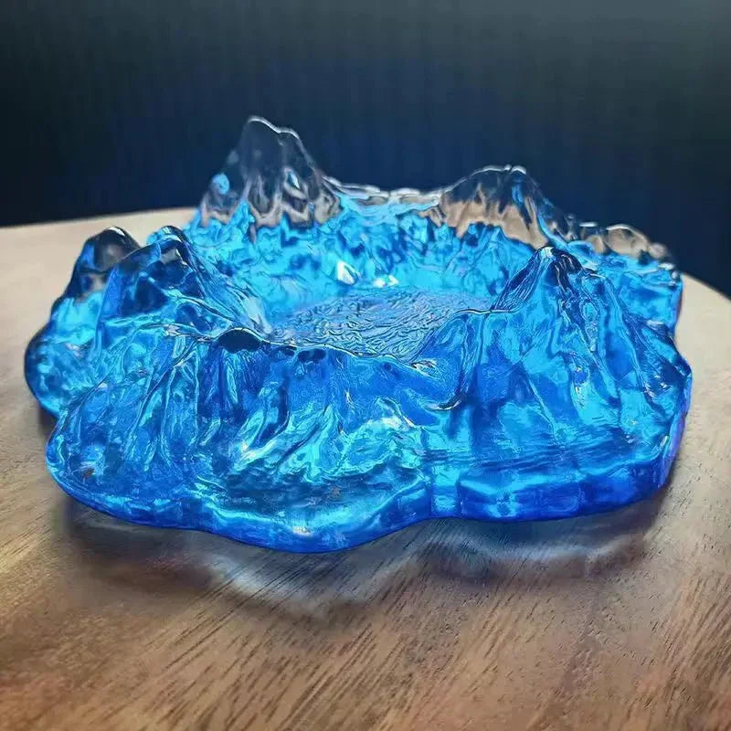 Ice-style mountain glass ashtray decoration