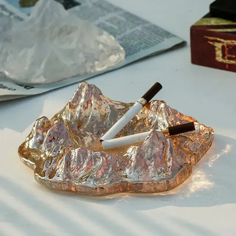 Ice-style mountain glass ashtray decoration
