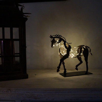 RustGlow - Abstract Rust Horse Sculpture with LED Light Bowlift