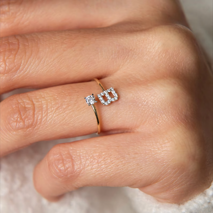 BowLift | Adjustable Dainty Diamond Letter Initial Ring