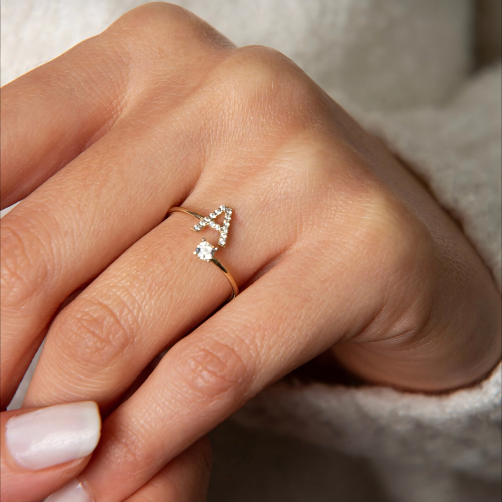 BowLift | Adjustable Dainty Diamond Letter Initial Ring