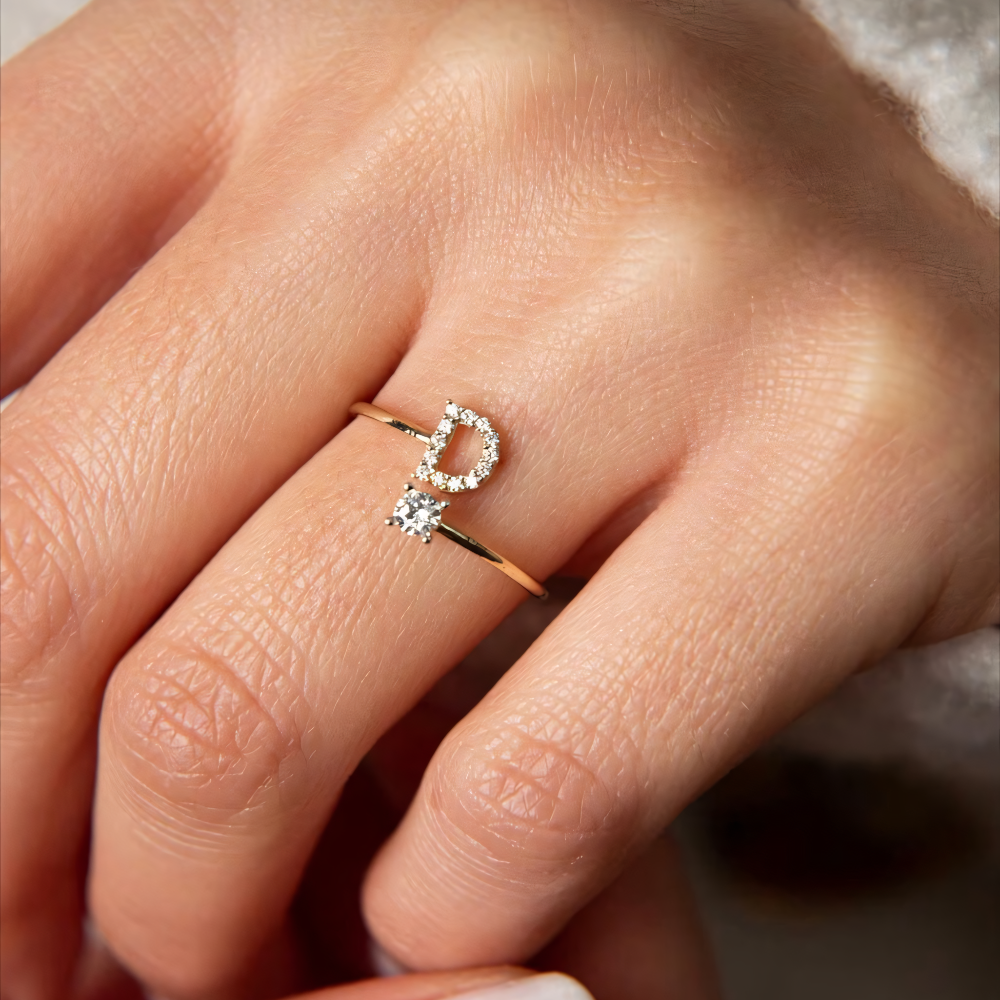 BowLift | Adjustable Dainty Diamond Letter Initial Ring