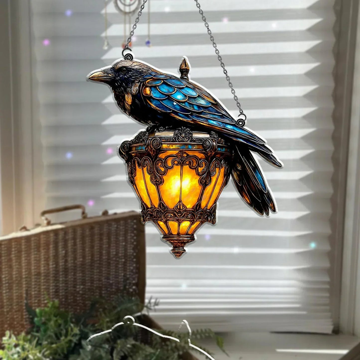 BowLift | Crow Pendant | Hand-Painted Gothic Decor