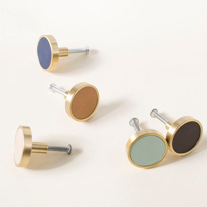 Skanto | Brass Solid Leather Handmade Cabinet Handles Drawer Inserts