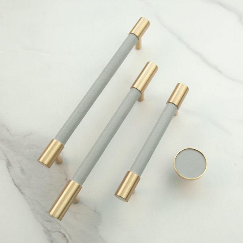 Skanto | Brass Solid Leather Handmade Cabinet Handles Drawer Inserts