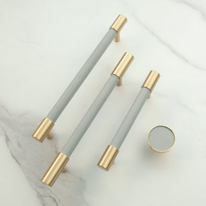 Skanto | Brass Solid Leather Handmade Cabinet Handles Drawer Inserts