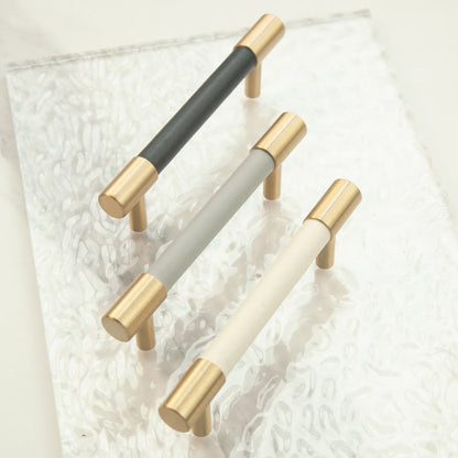 Skanto | Brass Solid Leather Handmade Cabinet Handles Drawer Inserts