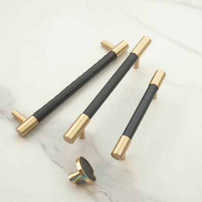 Skanto | Brass Solid Leather Handmade Cabinet Handles Drawer Inserts