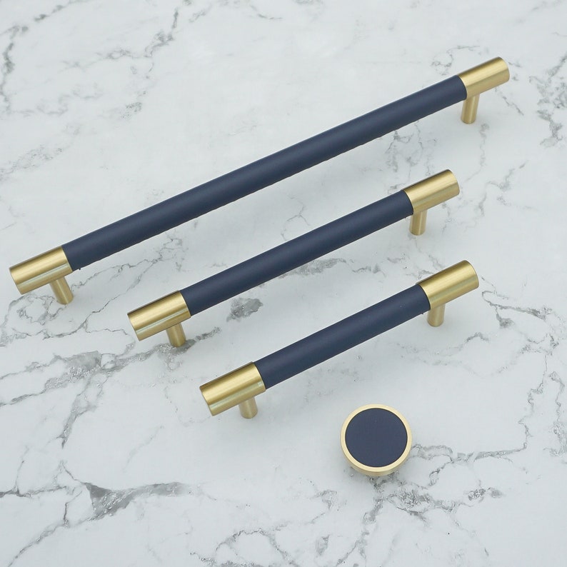 Skanto | Brass Solid Leather Handmade Cabinet Handles Drawer Inserts