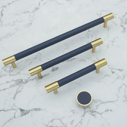 Skanto | Brass Solid Leather Handmade Cabinet Handles Drawer Inserts