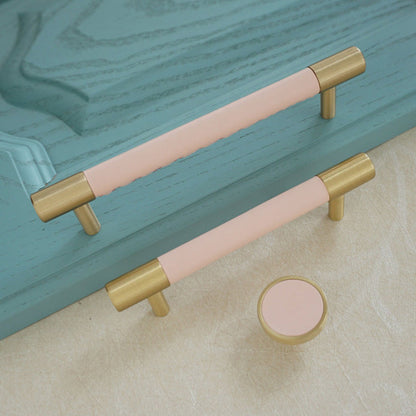 Skanto | Brass Solid Leather Handmade Cabinet Handles Drawer Inserts