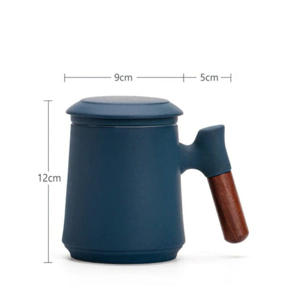 Skanto | Japanese Ceramic Teacup Set with Infuser and Lid, Handmade