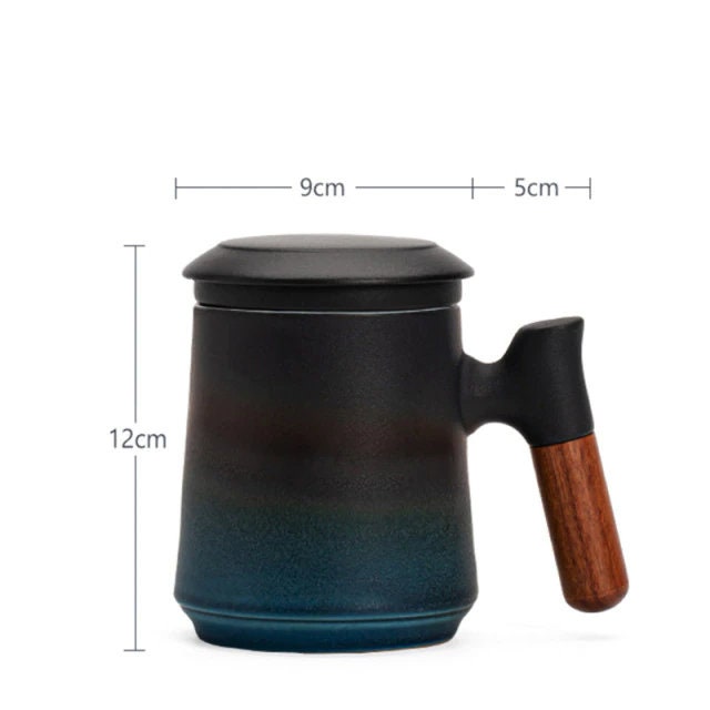 Skanto | Japanese Ceramic Teacup Set with Infuser and Lid, Handmade