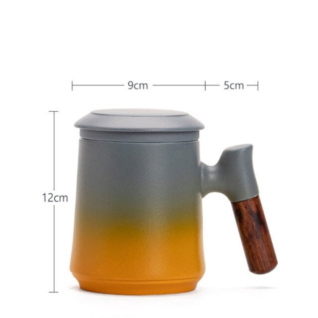 Skanto | Japanese Ceramic Teacup Set with Infuser and Lid, Handmade