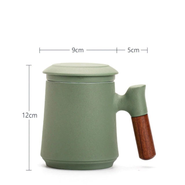 Skanto | Japanese Ceramic Teacup Set with Infuser and Lid, Handmade