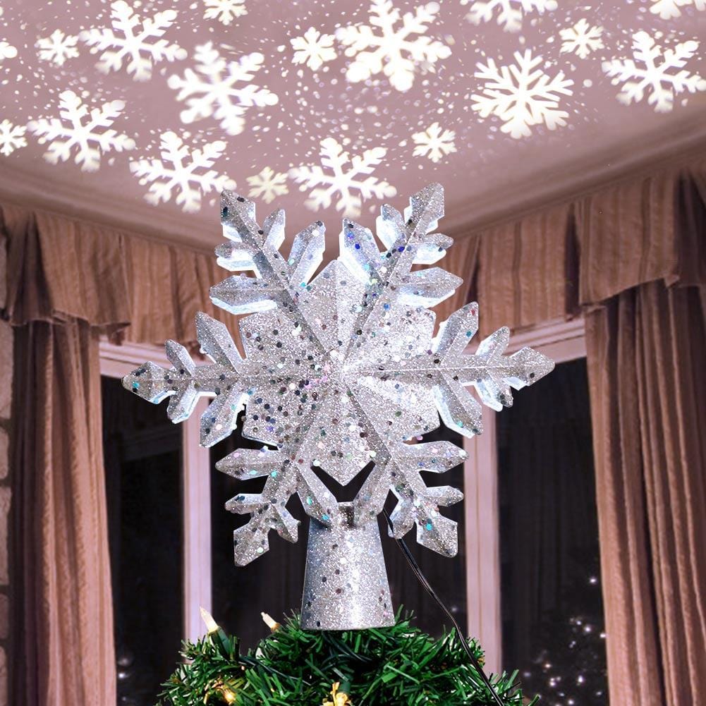 Skanto | LED Snowflake Tree Topper | Magical Light and Rotating Effect | PVC