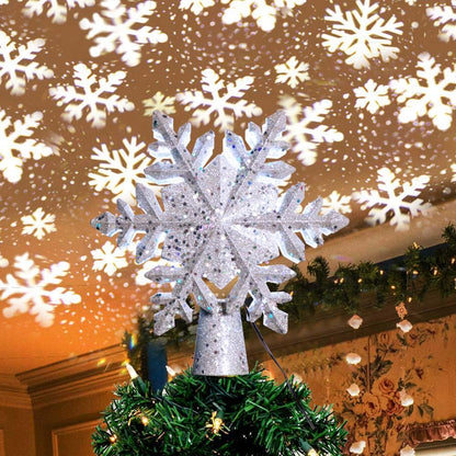 Skanto | LED Snowflake Tree Topper | Magical Light and Rotating Effect | PVC