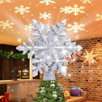 Skanto | LED Snowflake Tree Topper | Magical Light and Rotating Effect | PVC