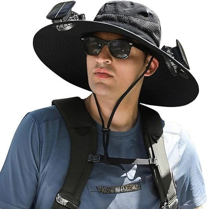 BowLift | Lightweight Breathable Cooling Sun Hat for Men with Dual Fan & Solar Power