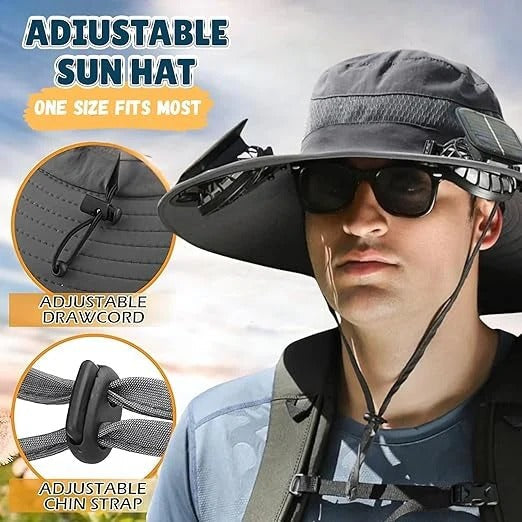 BowLift | Lightweight Breathable Cooling Sun Hat for Men with Dual Fan & Solar Power