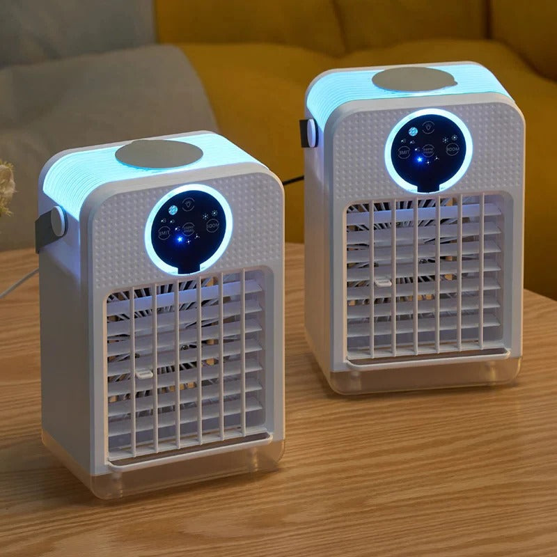 Mini portable air conditioner with touchscreen and mist cooling | Karnz
