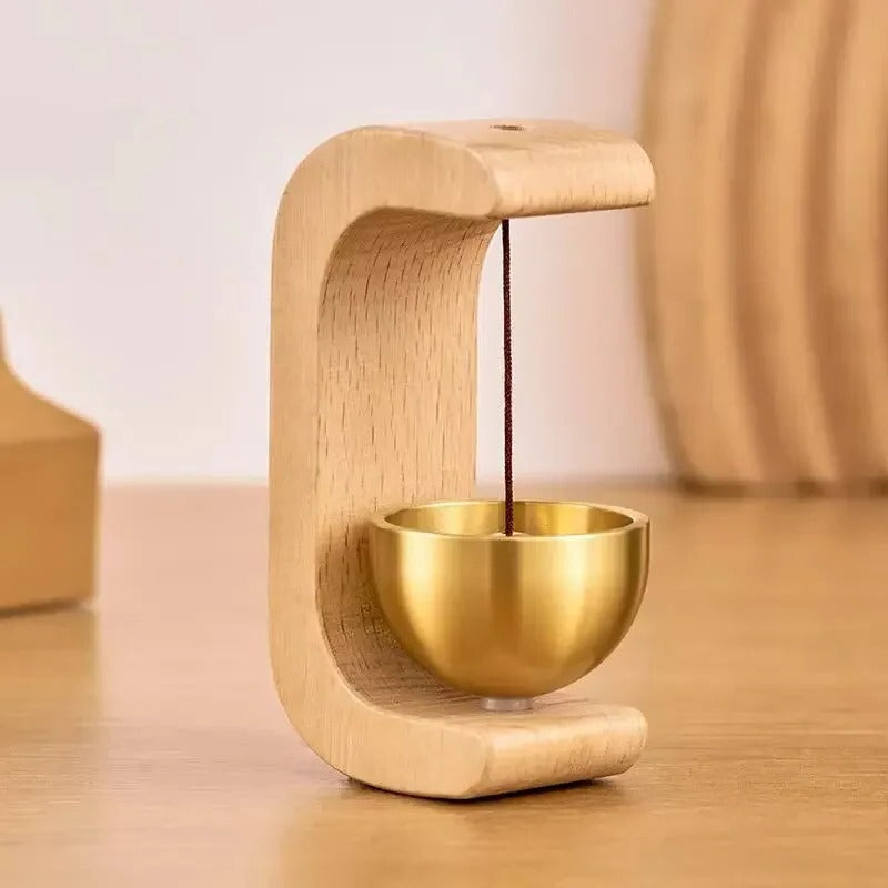 BowLift | Wireless Door Chime with Brass Bell and Wooden Frame