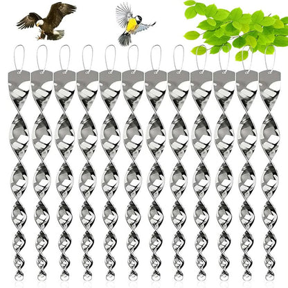 Reflective bird repellent spiral rod